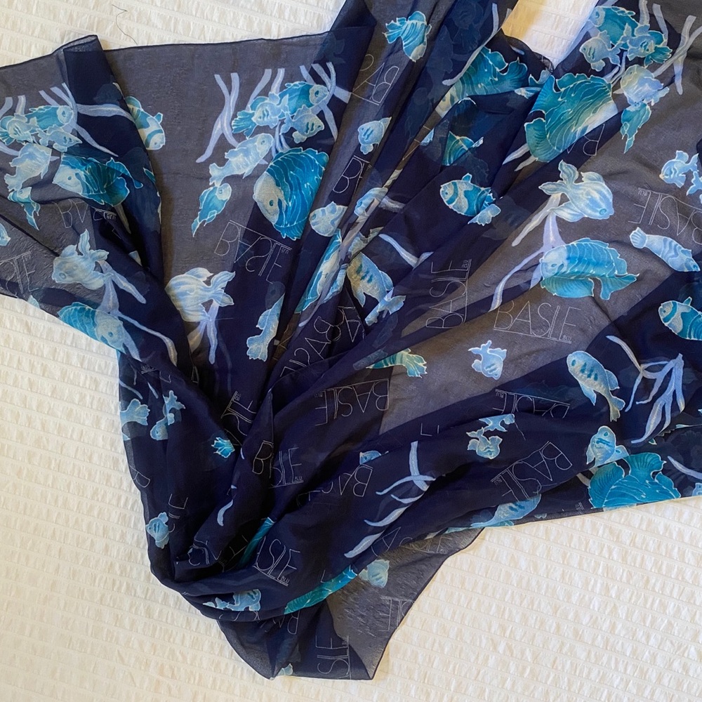 Luxury Basile Blue Koi Scarf - Beach Cover Up